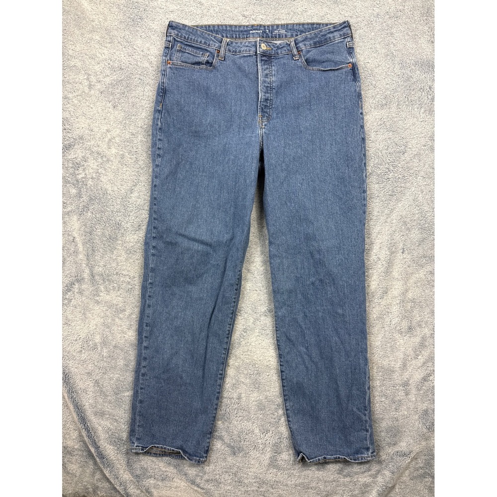 Old Navy Womens 16 Tall Blue OG Loose High Rise Hemp Blend Straight Leg Jeans